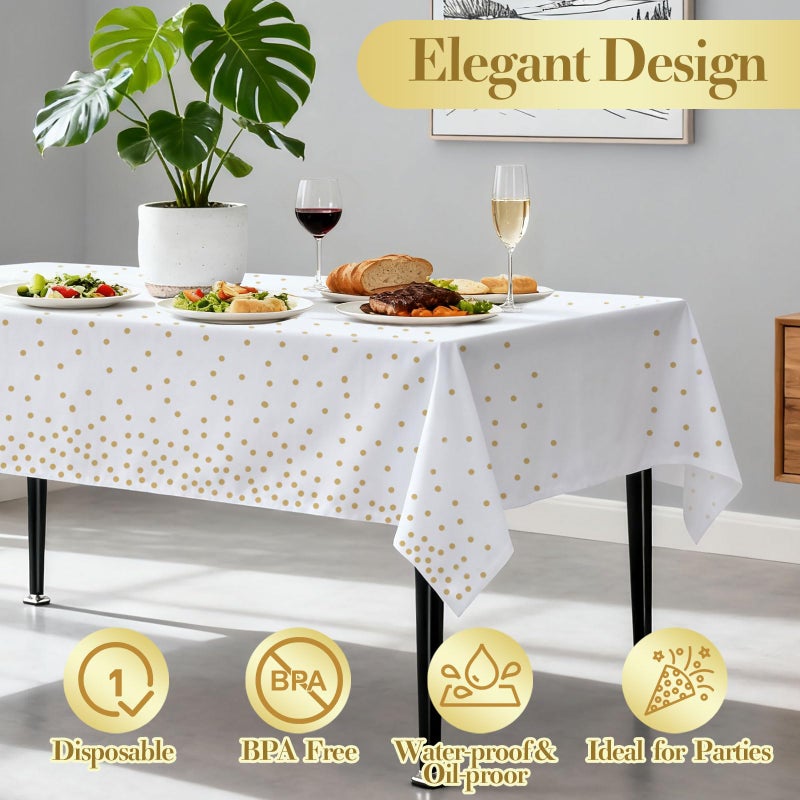 hapray 4 Pack Plastic Tablecloths for Rectangle Tables, Waterproof Disposable Party Table Cloths with Gold Dot, Rectangular Table Covers for Decorations, Baby Shower, Birthday, Wedding, New Year - Image 4